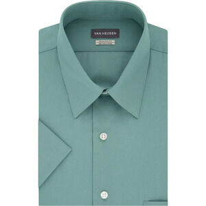 Men's Short Sleeve Poplin Solid Point Collar Dress  Shirt